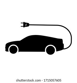 Hybrid black car icon. Electric car ,eco illustration .Ecology.