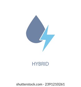 Hybrid car energ concept line icon. Simple element illustration.Hybrid car energ concept outline symbol design.