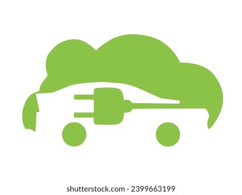 Hybrid car icon symbol isolated on white. Eco friendly vehicle concept, Vector illustration