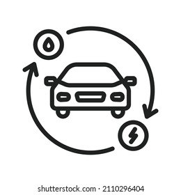 Hybrid-Auto-Symbol, Vektorbild. Kann auch für körperliche Fitness eingesetzt werden. Geeignet für mobile Apps, Web-Apps und Printmedien.