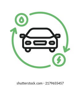 Hybrid Car icon vector image. Can also be used for Vehicles. Suitable for mobile apps, web apps and print media.