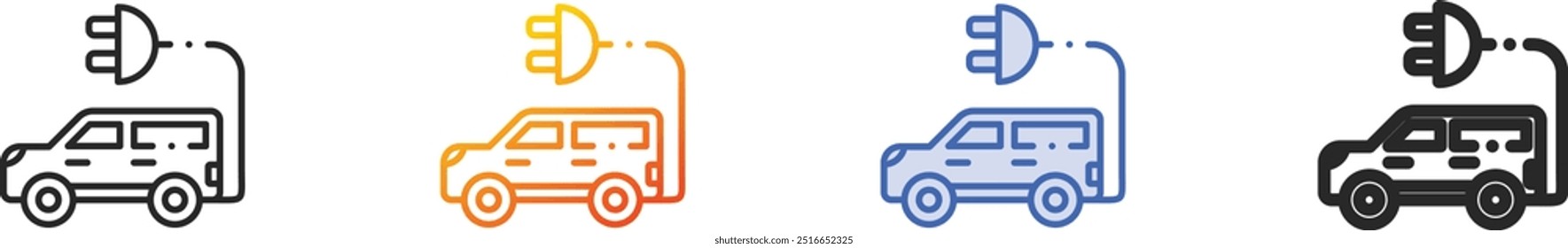 hybrid car icon.Thin Linear, Gradient, Blue Stroke and bold Style Design Isolated On White Background