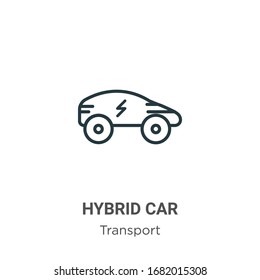 Hybrid-Auto-Umriss-Vektorillustration Symbol. Dünne schwarze Hybrid-Autosymbol, einfache flache Vektorillustration-Elementgrafik aus bearbeitbarem Verkehrskonzept einzeln auf weißem Hintergrund