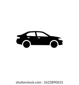 Hybrid Car Side View Icon - Black Filled Minimal Glyph