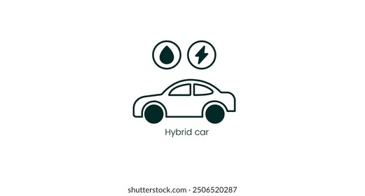 Hybrid Car Vector Icon Representing Eco-Friendly Transportation