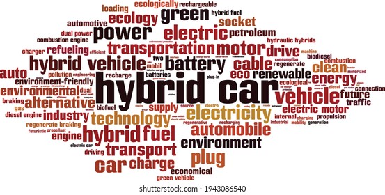 Hybrid car word cloud concept. Collage made of words about hybrid car. Vector illustration