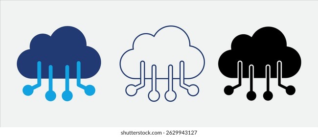 Ícone de nuvem híbrida para nuvens públicas e privadas combinadas