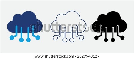 Hybrid cloud icon for combined private and public clouds
