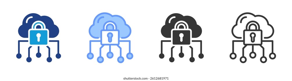 Hybrid cloud icon set multiple style collection