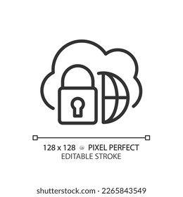 Hybrid cloud pixel perfect linear icon. Private and public server combination. Internet resources flexibility. Thin line illustration. Contour symbol. Vector outline drawing. Editable stroke