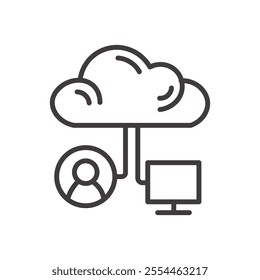 Hybrid Cloud thin liner icon vector.