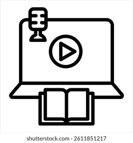 
Hybrid Course Line Icon Vector Illustration