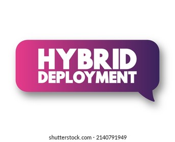 Hybrid Deployment - combining an on-premises or hosted environment with a cloud-based platform, text concept message bubble