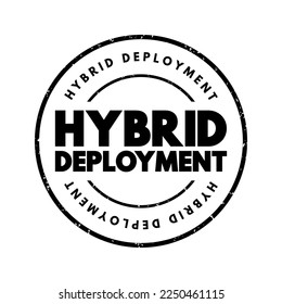 Hybrid Deployment - combining an on-premises or hosted environment with a cloud-based platform, text concept stamp