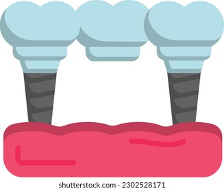 Hybrid Designed Dental Bridge vector color icon design, Dentistry symbol, Healthcare sign, Dental instrument stock illustration, Replacing one Missing Teeth concept