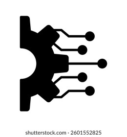 A hybrid icon symbolizing the fusion of technology and mechanical systems