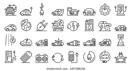 Hybrid icons set. Outline set of hybrid vector icons for web design isolated on white background