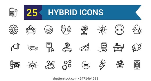 Hybrid icons set. Outline set of hybrid vector icons for ui design. Outline icon collection. Editable stroke.