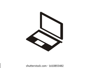 Hybrid laptop. Simple icon in black and white.