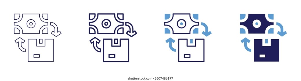 Hybrid logistics icon in 4 different styles. Thin Line, Line, Bold Line, Duotone. Duotone style. Editable stroke.