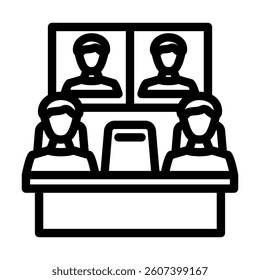 hybrid meeting room setup line icon vector. hybrid meeting room setup sign. isolated contour symbol black illustration
