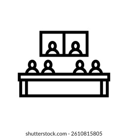 hybrid meeting room setup line icon vector. hybrid meeting room setup sign. isolated contour symbol black illustration
