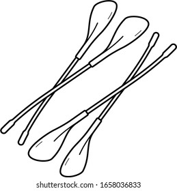 Hybrid outrigger canoe paddles. Hawaii State team sport. Vector outline icon.