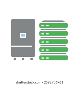Hybrid power supply system flat icon. Vector isolated element. Editable stroke.