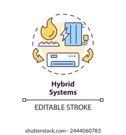 Hybrid systems multi color concept icon. Dual fuel system. Type of HVAC. Heating solution. Round shape line illustration. Abstract idea. Graphic design. Easy to use in promotional material