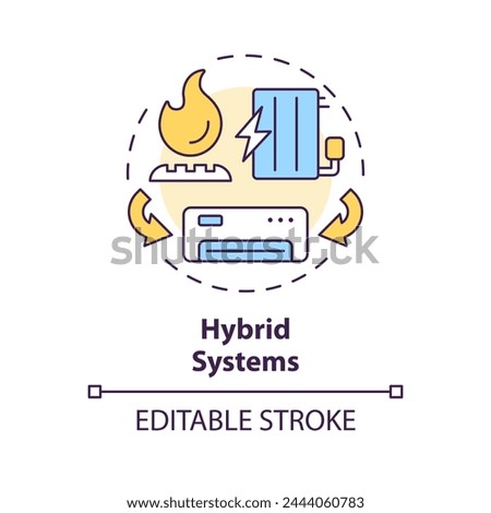 Hybrid systems multi color concept icon. Dual fuel system. Type of HVAC. Heating solution. Round shape line illustration. Abstract idea. Graphic design. Easy to use in promotional material