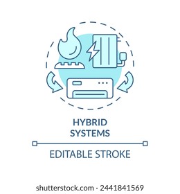 Hybrid systems soft blue concept icon. Dual fuel system. Type of HVAC. Heating solution. Round shape line illustration. Abstract idea. Graphic design. Easy to use in promotional material