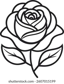 hybrid tea rose line art icon white background