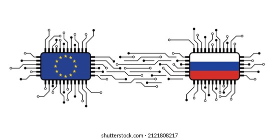 Hybride Kriege und Kriege, DoS-Angriff. Cyber-Krieg, Europa und Russland-Konflikt. Hacker und Internetkriminalität, Hacker und Cyberkriminelle, die personenbezogene Daten, Login-Daten oder Passwort stehlen, 