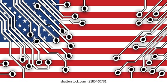 Hybrid war and warfare, DDoS attack. Cyber war, America and North Korea conflict. Hackers and cyber crime, Hackers and cyber criminals phishing steal personal information. Koreans and usa or vs flag.