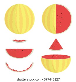 Hybrid of watermelon. Yellow watermelon with red inside.