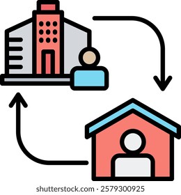 Hybrid Work Icon Element For Design