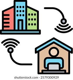 Hybrid Work Icon Element For Design