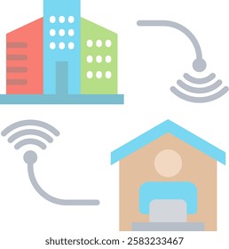 Hybrid Work Icon Element For Design