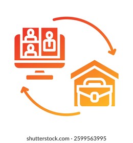 Hybrid Work Icon Element For Design