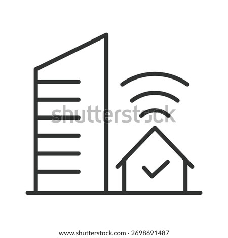 Hybrid work icon in line design. hybrid work, remote, office, flexibility, balance, teamwork, productivity on white background vector. Hybrid work editable stroke icon