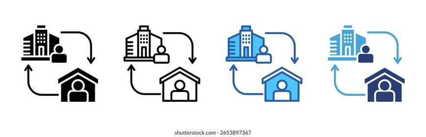 Hybrid Work icon sheet multiple style collection