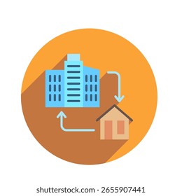 Trabajo híbrido redondeado de color plano, mini icono de ilustración. uso para el concepto moderno, impresión, interfaz de usuario, kit de UX, Web y desarrollo de App. Vector relacionado con el trabajo a distancia, trabajo desde casa.