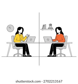 Configuración de trabajo híbrido en la Ilustración vectorial de Office