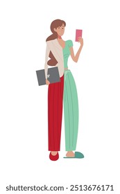 hybrid work woman with a flexible schedule isolated