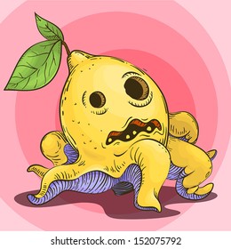hybrid of  yellow lemon with octopus afraid something