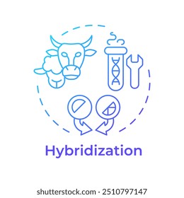Hybridization blue gradient concept icon. Bioengineering, genetics. Breeding, biotechnology. Round shape line illustration. Abstract idea. Graphic design. Easy to use in infographic, presentation