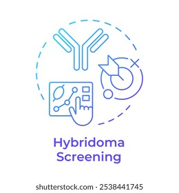 Hybridoma screening blue gradient concept icon. Antibody production process. Testing cells. Data analysis. Round shape line illustration. Abstract idea. Graphic design. Easy to use in article