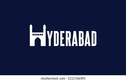 Hyderabad. Hyderabad city flat vector logo design with iconic place.