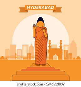 Hyderabad City Illustration. Vector Flat Illustration.