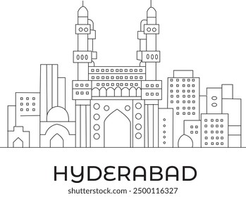 Hyderabad City Line Draw Free Vector